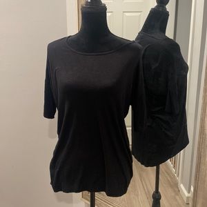 LulaRoe Irma XXS black stretchy top 1/2 sleeve flowy scoop neck